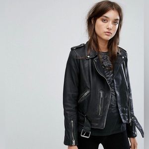 AllSaints Genuine Leather Moto Jacket